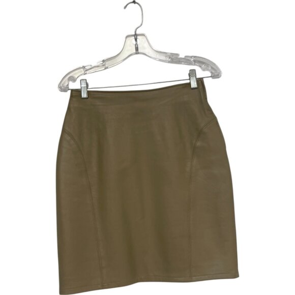 Tibor Vintage Womens Straight Pencil Skirt Leather Sz 4 Tan Brown above knee - Picture 1 of 6